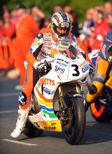 Thumbnail of John McGuinness gets ready to start the first practice session of the 2008 TT