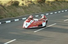 Thumbnail of 1984 TT Practice - Bedstead Corner - Shaun Smith is the passenger