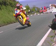 Thumbnail of Rounding the Waterworks - Junior TT 2000