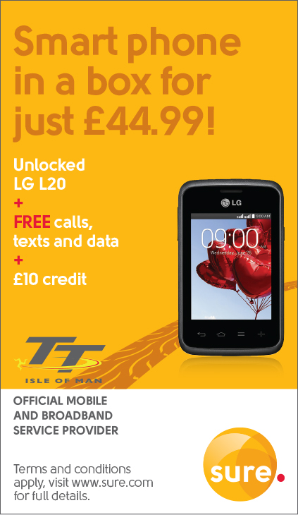 Sure Isle of Man TT advert Smart Phone in a Box