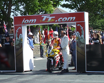Could Guy Martin, pictured at the start of Wednesday's Supersport race, finally win a TT?