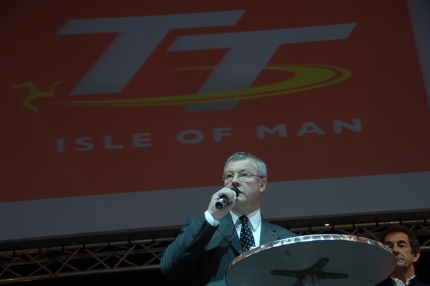 Tourism and Leisure Minister Martyn Quayle reveals TT2010 plans at the NEC Bike Show