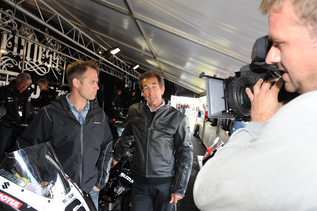 James Whitham and Steve Parrish at work for ITV's TT coverage