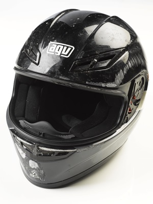 Guy Martin's crash-damaged helmet (Dainese)