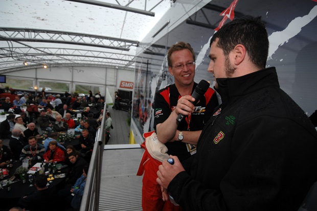 Guests at the VIP Hospitality Suite hear from racer Michael Dunlop