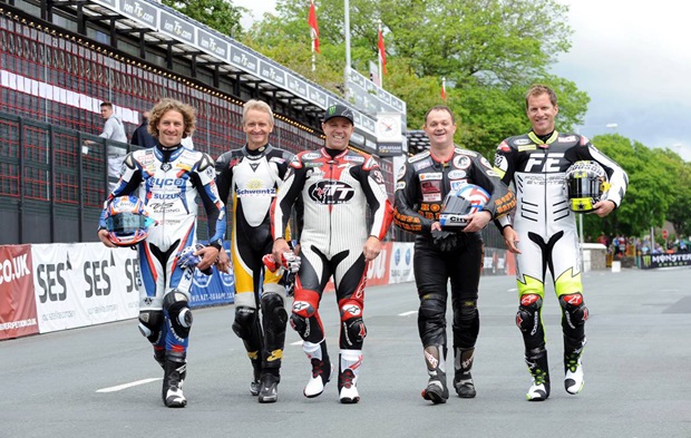Racing stars ahead of the Arai Parade Lap at 2012 Isle of Man TT