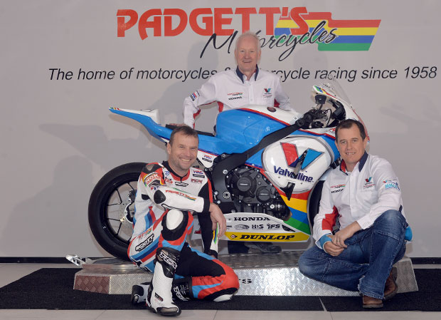 Bruce, Clive and John with teh new Valvoline sponsored Padgett's Fireblade