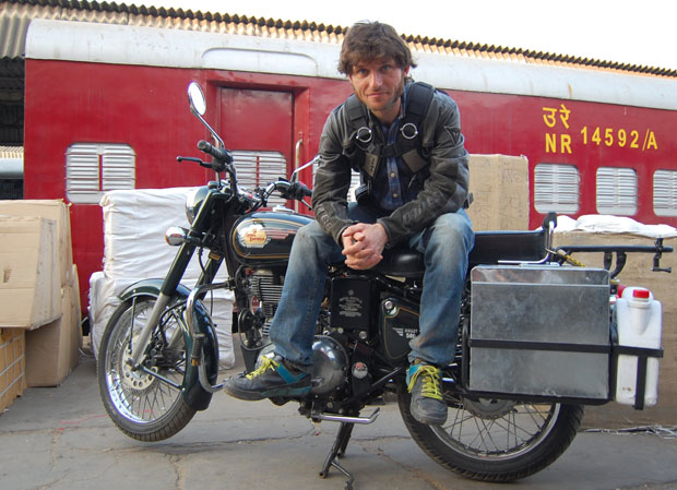 Guy on an Indian Enfield