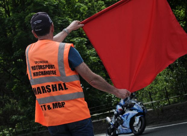 Red flag being displayed at TT.