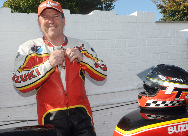 Graeme Crosby at the Classic TT for the Joey Dunlop Rivals parade lap