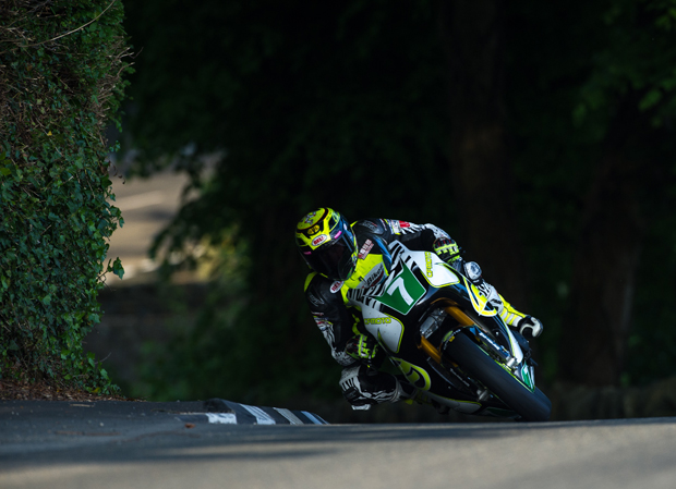 Gary Johnson competing at the 2016 TT Races on the previous version of the WK Bikes CFMOTO 650i