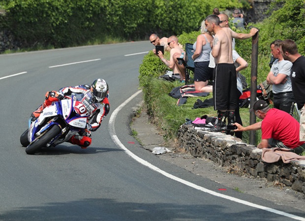 Peter Hickman on his way to winning the RL360º Superstock TT Race. Dave Kneen