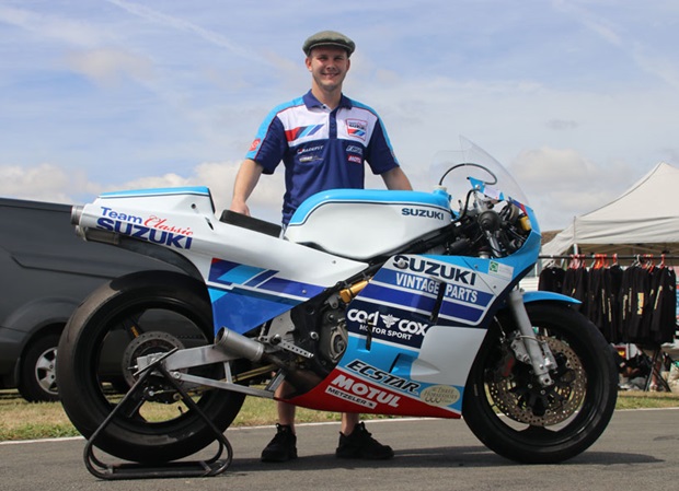 Danny Webb with the RG500 he'll campaign at Classic TT 2018.