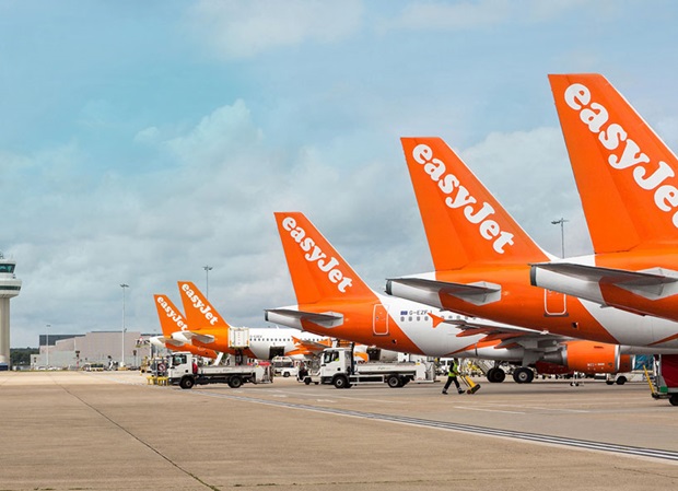 easyJet aircraft lined up at London Gatwick airport. Credit: easyjet.com