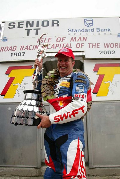 David Jefferies With Senior TT Trophy 2002