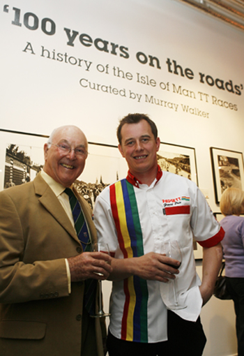 Murray Walker (left) and John McGuinness at the TT exhibition launch