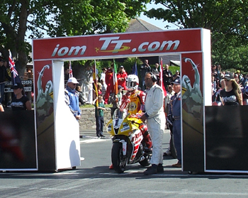 Could Guy Martin, pictured at the start of Wednesday's Supersport race, finally win a TT?