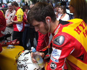 Guy Martin concentrates ahead of the Dainese Senior TT