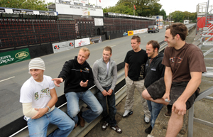 Rider Liaison Officer John Barton explains the attraction of the TT course to rookies Tom Grant, Dan Linfoot, Steve Mercer, Drew Dorling and Kenny Gilbertson (Stephen Davison/PPI)