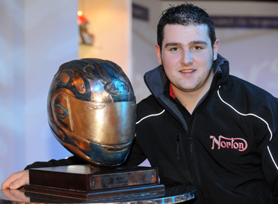 Michael Dunlop with the Martin Finnegan trophy (Stephen Davison)