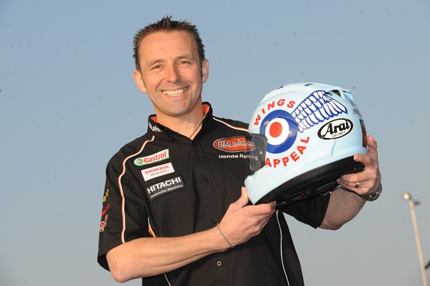 Steve Plater with the unique Arai helmet
