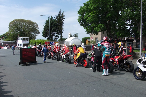 The Dainese Senior TT practice lap gets under way