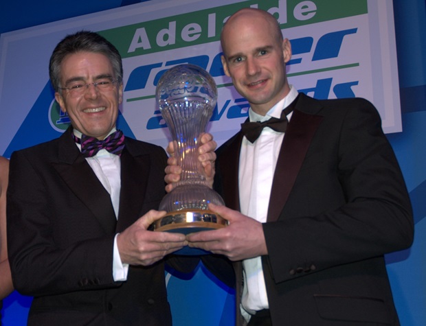 Duke managing director Peter Duke with 2010 Duke Road Race Rankings winner Ryan Farquhar