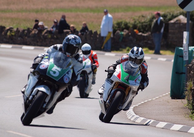 Chris Palmer and William Dunlop in action on the Billown circuit (John Turton)