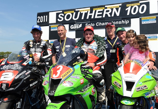 Winners Podium - Michael Dunlop, Guy Martin and Ryan Farquhar
