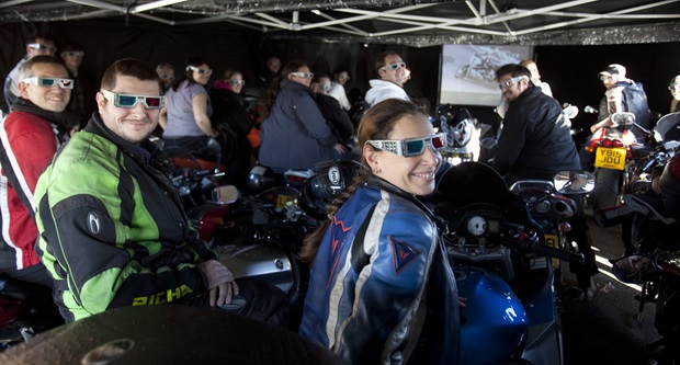 The 'ride in' showing of TT3D: Closer to the Edge at The Ace Cafe, London