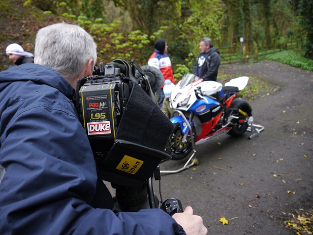 Filming on the Mountain Road ahead of the 2012 Isle of Man TT fuelled by Monster Energy