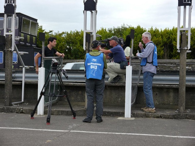 Craig Doyle and the North One TV crew at work during the 2012 Isle of Man TT fuelled by Monster Energy