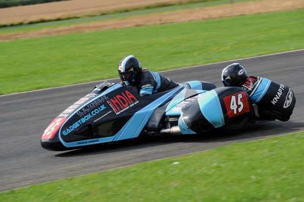 Isle of Man TT sidecar racers Dave Atkinson and Phil Knapton in action at Croft (John Mushet)