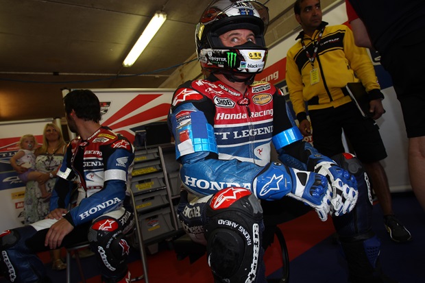 Isle of Man TT legend John McGuinness prepares for action (Honda Racing)