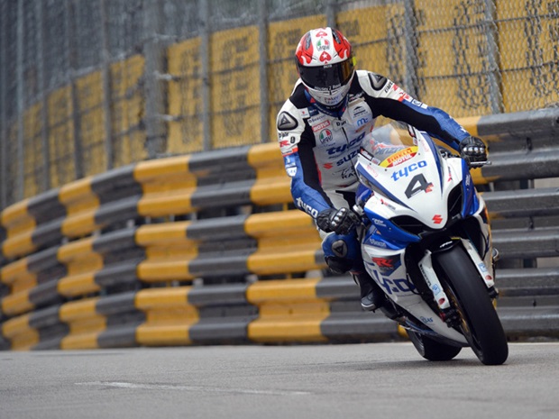 Isle of Man TT star Conor Cummins in action at Macau (Tyco Suzuki)