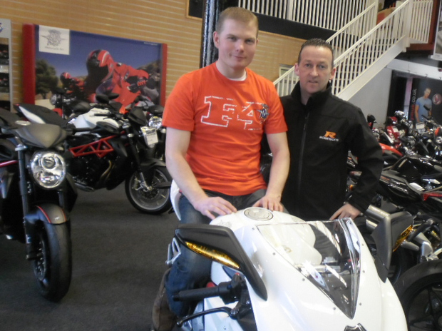 Ryan McCay with Robinsons Manager Steve Rostron in the Robinsons of Rochdale showroom