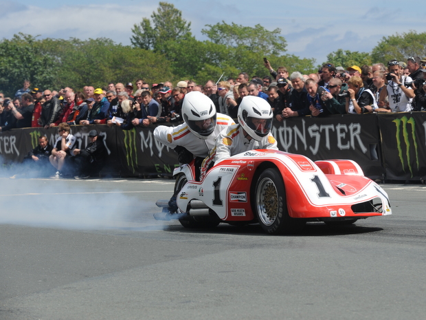 A parade lap at the Isle of Man TT