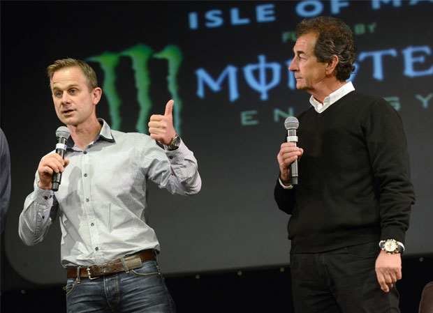 Whitham and Parrish at the 2014 TT Launch