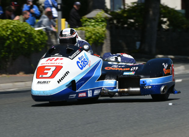 The Birchalls close in on win number two at TT 2015. Credit DaveKneale.com