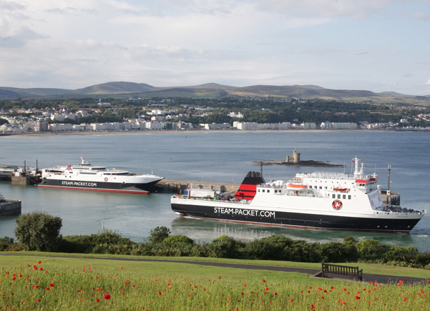 Ben-my-Chree (foreground) and Manannan in Douglas harbour (Isle of Man Steam Packet Co.)