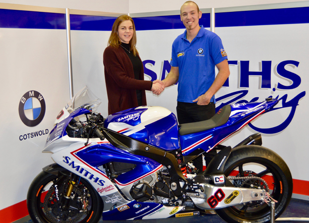 Team Manager Rebecca Smith shakes on the deal with new signing Peter Hickman