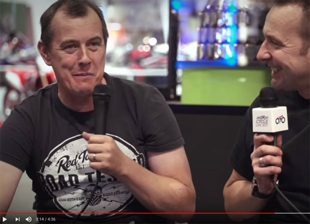 John McGuinness talks with Steve Plater at Motorcycle Live