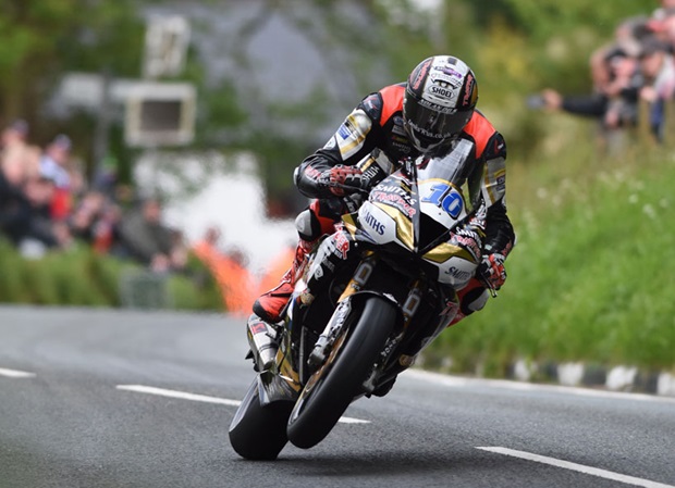 Peter Hickman at Barregarrow during Monday's truncated Monster Energy Supersport TT Race 1. Photo RP Watkinson